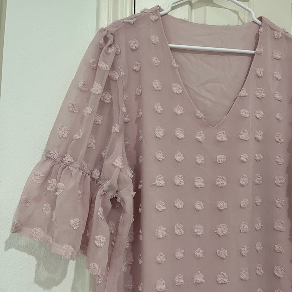 Blooming Jolly NWT Chiffon Dusty Pink V-Neck Mini Dress size XL - Picture 5 of 8